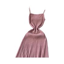 Vestido Longo Amarelo Midi Sem Mangas De Malha Plissado Para Mulheres Elegante Bodycon Preto