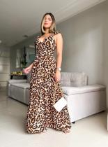 Vestido longo animal print
