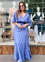 Vestido longo azul com manga tamanho m