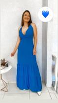 Vestido longo azul sem mangas tamanho P
