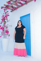 Vestido Longo Babado Barra Colorido Busto Lastex Plus Size