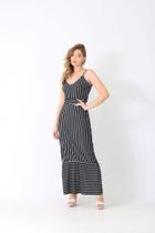 Vestido longo barrado