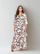 Vestido Longo Básico Elegante Verão Dia a Dia Soltinho Rodado com Elastano Modesto