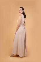 Vestido Longo Bege Fivela