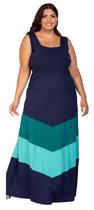 Vestido Longo Bicolor de Alças Largas