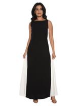 Vestido Longo Bicolor, Preto e Branco, Nesga Lateral, Sem Mangas, Elegante hzves001 Vestido Longo Bicolor, Preto e Branco, Nesga Lateral, Sem Mangas, Elegante hzves001