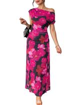 Vestido Longo Bodycon Floral BLENCOT Ombro a Ombro Rosa Tamanho G Vestido Longo Bodycon Floral BLENCOT Ombro a Ombro Rosa Tamanho G
