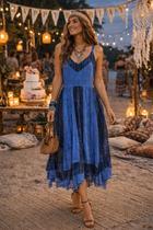 Vestido Longo Boho Cintura Lastex e Caimento Fluido Cor:Estampa1Tamanho:Unico