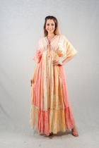 Vestido Longo Boho Degradê com Manga Ampla e Bordados 6024