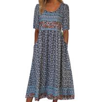 Vestido Longo Boho Verão 2025 - Feminino, Soltinho e com Estampa