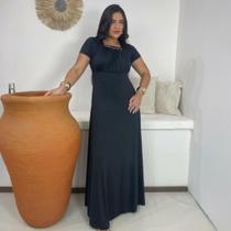 Vestido Longo Bolinhas Liso Moda Evangélica Feminina