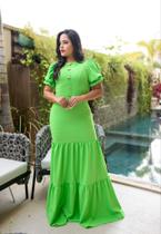 Vestido longo botão dourado - Jade Vestido longo botão dourado - Jade