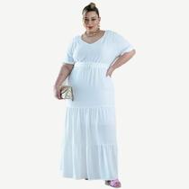 Vestido Longo, Branco, 3 Marias, Plus Size, Até 48