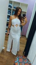 Vestido longo branco com fenda