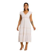 Vestido Longo Branco FMF com Renda Boho Chic Premium