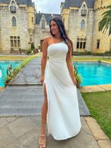 Vestido longo branco noiva com fenda - Bellastore