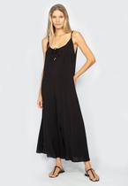 Vestido Longo Caçuá Viscose Amazonia Vital Alça Fina Preto