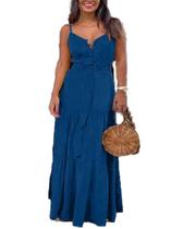 Vestido Longo Camadas 3 Marias Decote Casual Festa Casamento Convidada