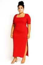 Vestido Longo Canelado com Fenda Lateral Feminino Tamanho Único e Plus Size (GGaoG3) Diversas Cores