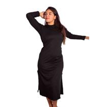 Vestido longo canelado nattier