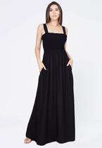 Vestido longo Caraú Viscose com Alça Lastex no Peito Preto