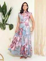 Vestido Longo Casual Elegante Gola Alta Moda Evangélica