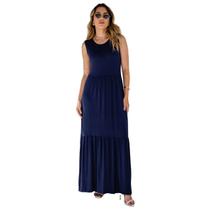 Vestido Longo Casual Em Malha De Viscose Feminino Vestido Longo Casual Em Malha De Viscose Feminino
