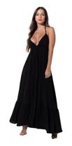 Vestido Longo Casual Rodado Elastex Viscolinho Feminino Vestido Longo Casual Rodado Elastex Viscolinho Feminino