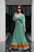 Vestido Longo Casual Verde Boêmio