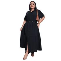 Vestido Longo Chemise Botões Plus Size G1 G2 G3 G4