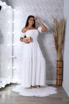 Vestido longo cigana com elastex de tecido viscolinho