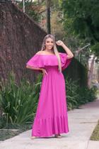 Vestido Longo Ciganinha com Babado no Busto Vestido Longo Ciganinha com Babado no Busto