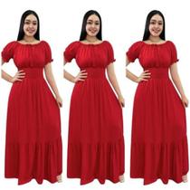 Vestido longo ciganinha feminino moda evangélica verão na cor vermelho no tamanho M Vestido longo ciganinha feminino moda evangélica verão na cor vermelho no tamanho M
