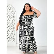 Vestido Longo Ciganinha Lastex Plus Size - REF.9302 Vestido Longo Ciganinha Lastex Plus Size - REF.9302