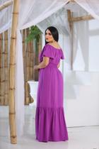 Vestido longo ciganinha manga curta viscolinho