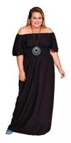 Vestido Longo Ciganinha Plus Size Liso Preto.