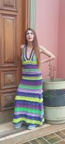 Vestido longo colorido em modal. Vestido longo colorido em modal.