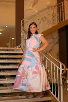 Vestido Longo Com Babadinho e botões fake Super Lindo E Delicado