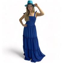 Vestido Longo com Bolso e Regulágem Na Alça Tassia Liso - Ully