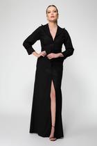 Vestido Longo com Cinto Bossa Nova - Preto Vestido Longo com Cinto Bossa Nova - Preto