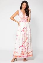 Vestido longo com detalhe na barra floral rosa tamanho G Vestido longo com detalhe na barra floral rosa tamanho G