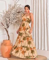 Vestido longo com elastano no cintura Vestido longo com elastano no cintura