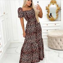 Vestido longo com estampas de onça Vestido longo com estampas de onça