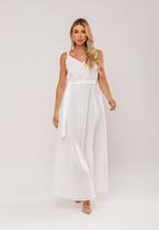 Vestido Longo Com Faixa Na Cintura Branco Salvatore Vestido Longo Com Faixa Na Cintura Branco Salvatore