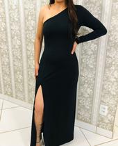 vestido longo com fenda mula manca