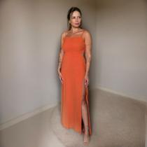 Vestido Longo Com Fenda Na Perna Rita Amarrar Nas Costas Formaturas e Festas