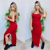Vestido Longo com Fenda nas Laterais de Alcinha Festa Luxuoso Vermelho