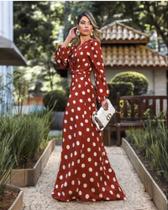 Vestido Longo com Manga Comprida em Crepe Ball