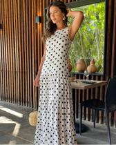 Vestido longo com Marias tam: 42 cor: off c/bolas az