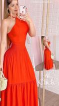 Vestido longo cor/laranja